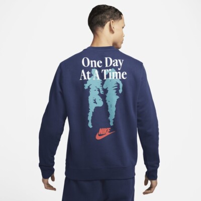 Nike Crew Sweatshirt Pullover One Day at a Time FN1486-410 Navy