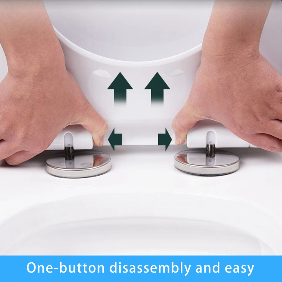 Luxury Square Toilet Seat Heavy Duty White Soft Close Top Quick Release Hinges - Image 2 of 4