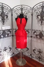 SR428 ALFRED SUNG D689 POPPY RED SZ 8 $225 BRIDESMAID FORMAL GOWN  DRESS