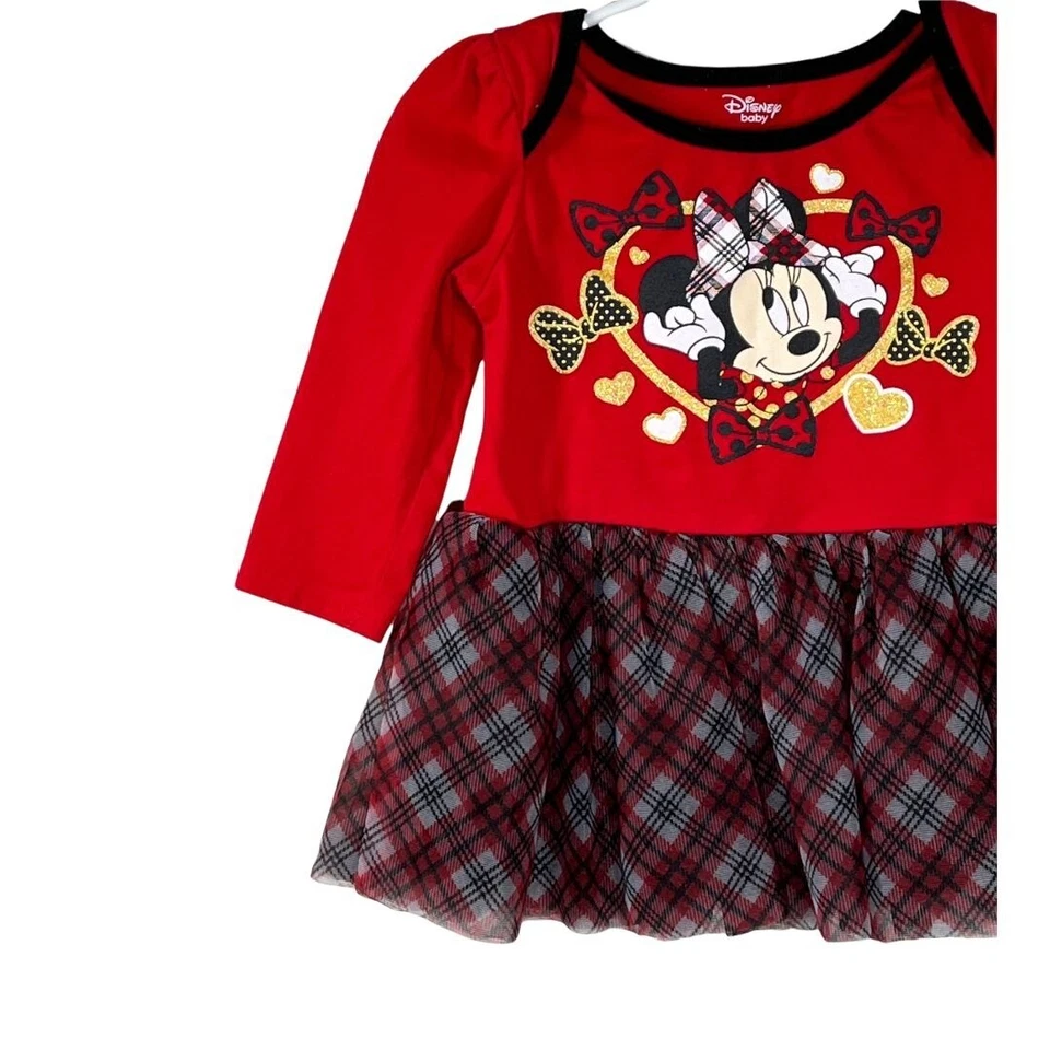 Disney Dress Baby Girls Minnie Mouse 18 Months Kids Long Sleeve Red Fall Casual - Image 2 of 4