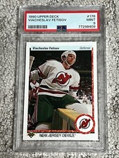 PSA 9 MINT HOCKEY CARD 1990 UPPER DECK VIACHESLAV SLAVA FETISOV ROOKIE NJ DEVILS