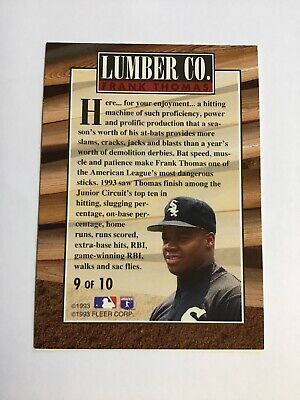 1994 Fleer, Lumber Company, Frank Thomas, #9/10 NM-MINT F145 1994 Fleer, Lumber Company, Frank Thomas, #9/10 NM-MINT F145