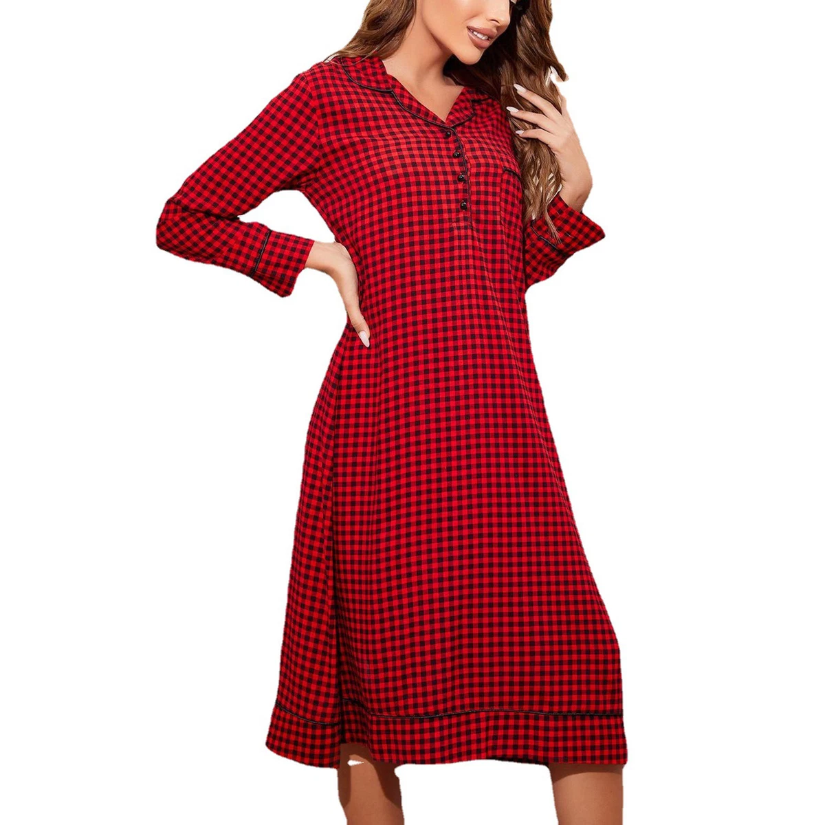 Long Sleeve Nightshirt Women s Long Sleeve Nightshirt Home Plaid