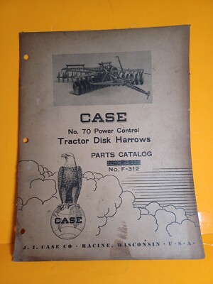 Vintage Original Case No. 70 power control tractor disk harrows Parts Catalog