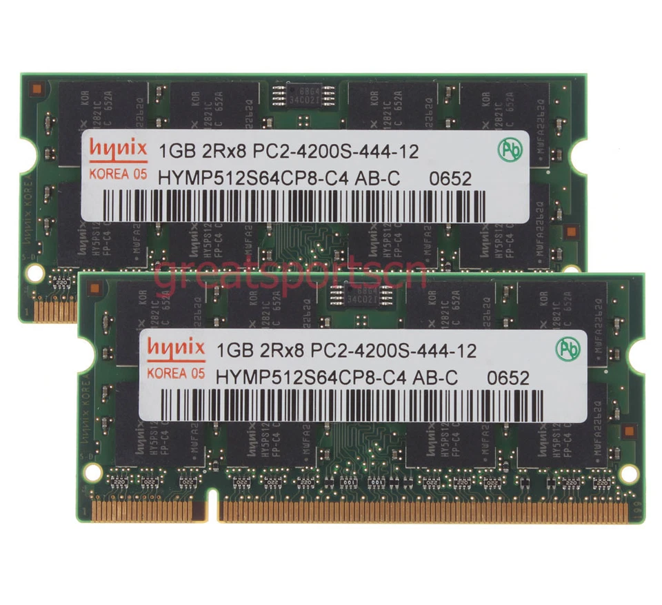 Hynix PC2-4200 2GB 2X 1GB 2RX8 DDR2 533Mhz 200pin NON-ECC SODIMM Laptop Memory - Image 2 of 4