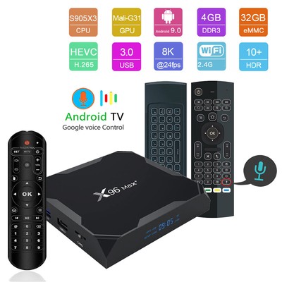 Android 64-bit X96 Max+ Plus 8K HDR BT Dual WiFi 4GB/32GB Amlogic S905X3 TV Box