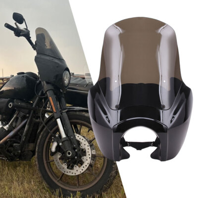 6'' Front Fairing & 15'' Smoke Windshield For 2006-2017 Harley Dyna FXDB FXDL