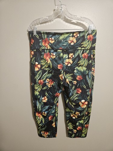 Id Ideology Womens Tropical Side Pocket Cropped Leggings Black Size XL - Picture 2 of 6