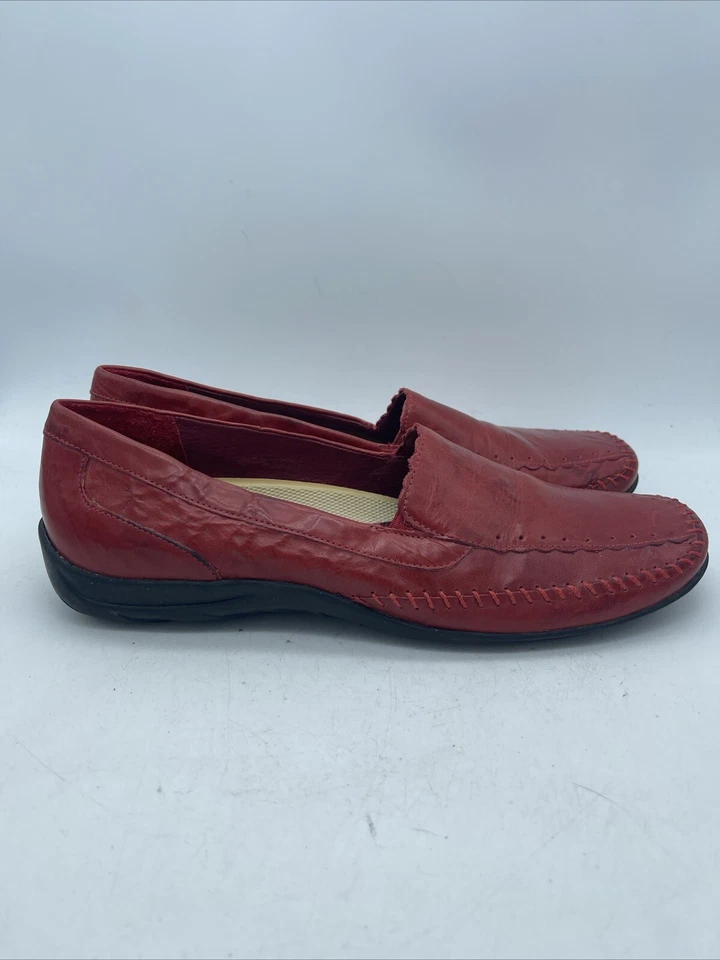 Mocasín rojo Elites by Walking Cradles para mujer talla 8,5 M zapatos sin cordones de cuero tippy Foto 2 de 4