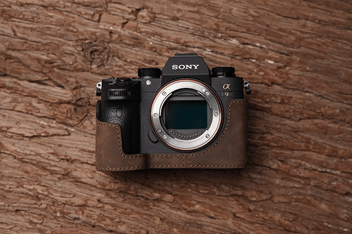Custodia mezza fotocamera in vera pelle per Sony A7R III Mark III M3 Sony A9 - Foto 20 di 32