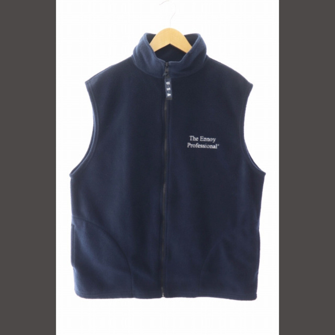 The Ennoy Professional Logo Embroidered Fleece Vest L Navy Vintage 