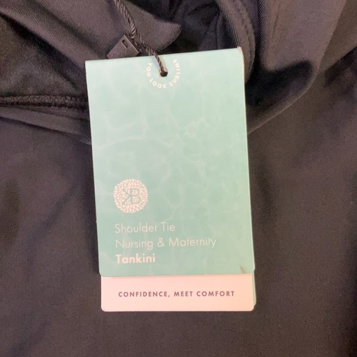 Kindred Bravely Nursing Tankini Swim Top Womens Size XL Black Shoulder Tie Strap - Picture 6 of 9