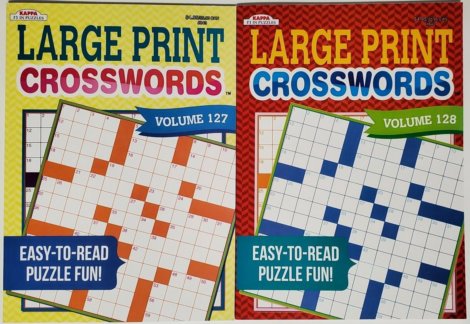 2 Kappa Puzzles Large Print Crosswords Activity Books Vol127 & 128