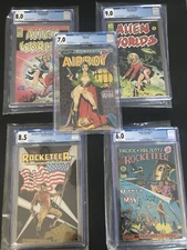 DAVE STEVENS  5 CGC COMICS.  Rocketeer, Alien Worlds, Airboy, Pacific Presents