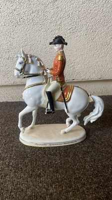 PIROUETTE AUGARTEN  VIENNA SPANISH PORCELAIN HORSE AND RIDER SCHOOL LIPIZZANER