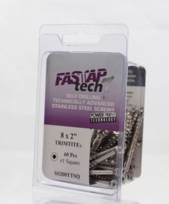 Fastap SS150SQ Square Stainless Steel Flat Head Wood Screw No.8 x 1-1/2 L in.