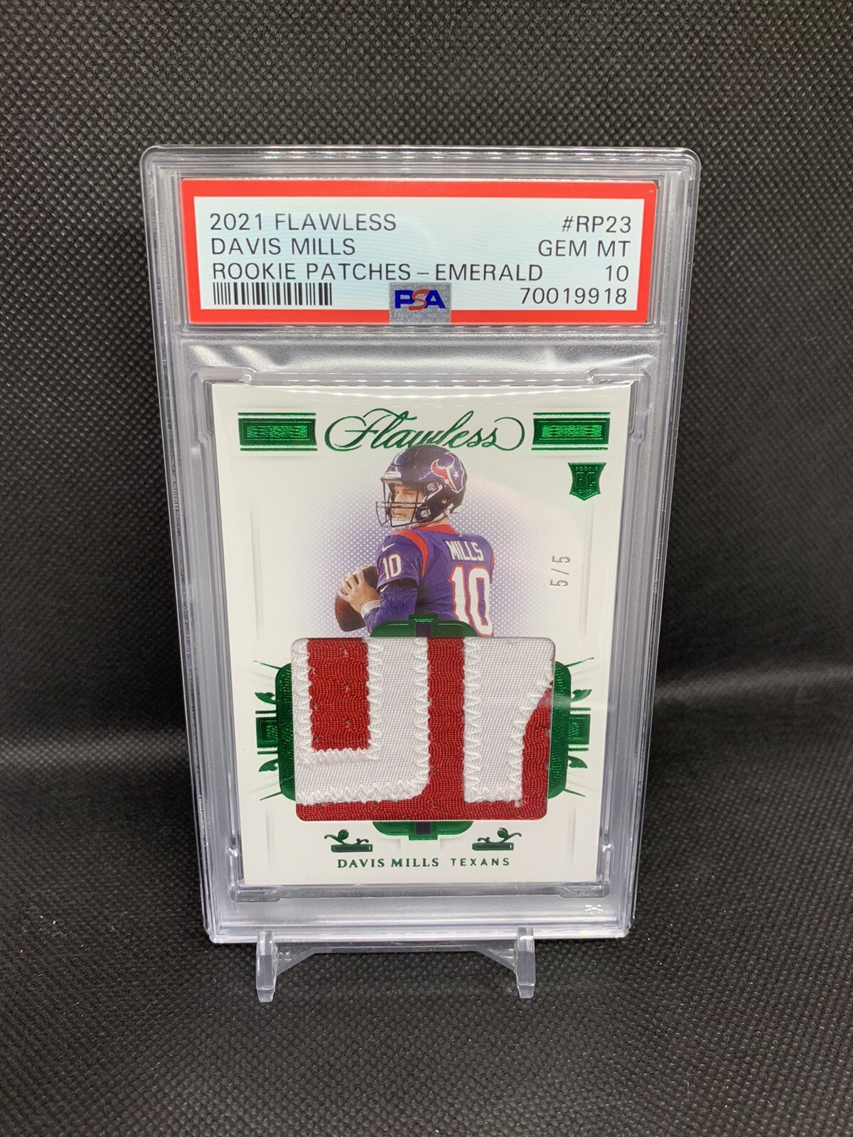 Davis Mills Panini Flawless Rookie Patches #RP23 Emerald