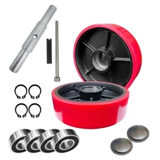 2pcs Pallet Jack Steer Wheel Set with Axle and Protective Caps