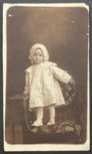 Toddler Child Standing on Chair RPPC Vintage Real Photo Postcard Unposted