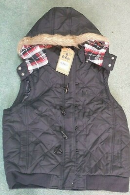 LEE COOPER Ladies Hoody Hooded Top Regular Fit Gilet Coat BLACK NEW UK RRP £55