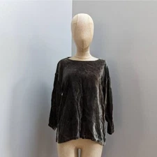 Citron Crushed Green Velvet Rayon Top