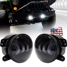 Pair 4" Inch LED Fog Lights Front Bumper Driving Lamp for Jeep Wrangler JK JL LJ