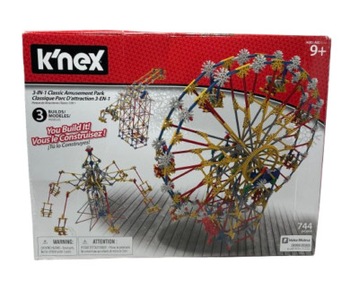 K'NEX Thrill Rides 3-in-1 Classic Amusement Park Building Set 744pc New