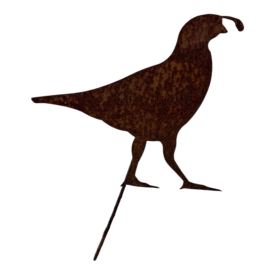 Antique Rustic Folk Art Metal Bobwhite Bird Garden Stake Yard Decor - Image 3 of 4