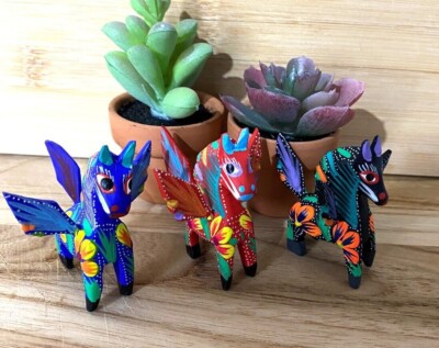Sale! Set of Three Hand-Made Small ''Pegasus'' Alebrije Figurines (Mini)