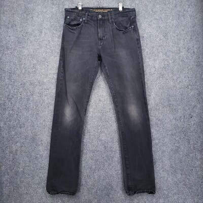 American Eagle Jeans Mens 34x34 Black Slim Fit Straight Leg Dark Wash Denim 