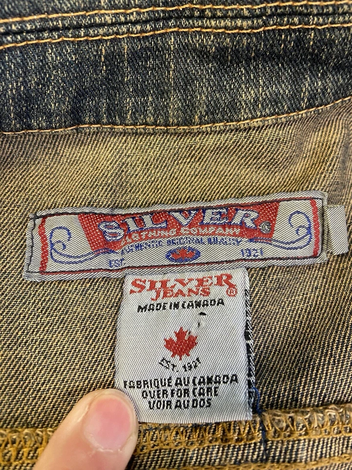 Chaqueta vaquera vintage plateada para mujer talla M envejecida hippie occidental Foto 4 de 4