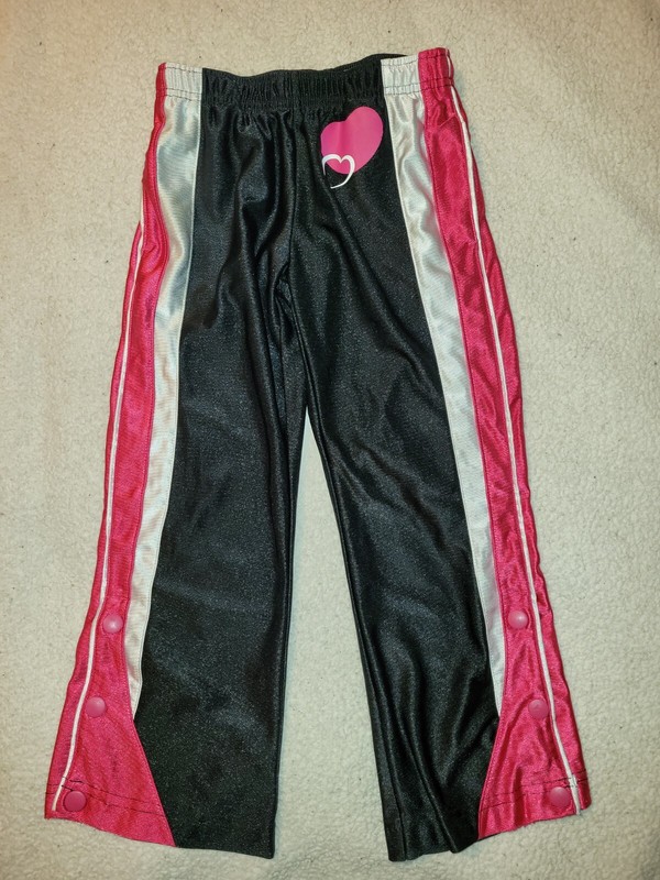 Energy Zone Little Girls XS 4-5 Black White & Pink Soccer Athletic Track Pants