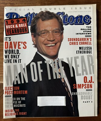 Rolling Stone #698-699 David Letterman Dec. 1994, Chris Cornell, Soundgarden