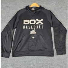New Balance Men Black Baseball Hoodie Pullover Long Sleeve Athletic Size M