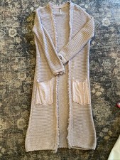 Free People Purple Woodstock Duster Long Cardigan Pockets Sweater Size XS EUC