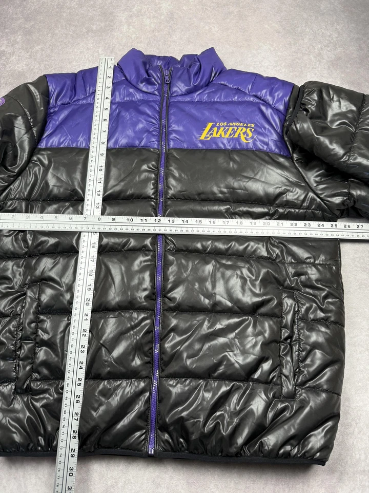 Chaqueta Los Angeles Lakers Hombre XL Púrpura Negra NBA Baloncesto Puffer Acolchada Cremallera Foto 3 de 4