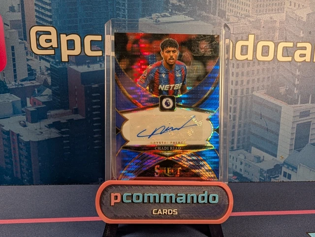 2024-25 Panini Select EPL Chadi Riad Blue Pulsar Prizm Auto  Soccer Card
