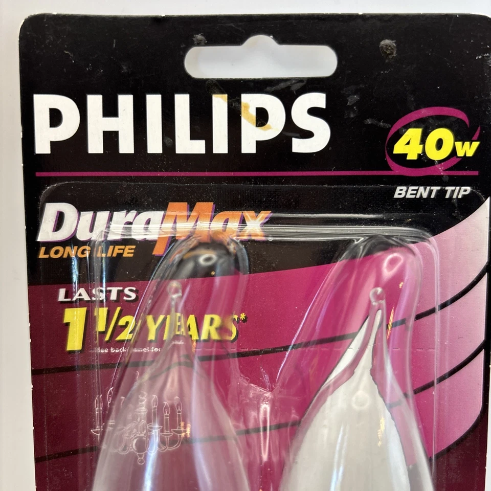 Philips Duramax 40W Clear Bent Tip Candelabra Base BA9 Bulbs 2 Pack - Image 2 of 4