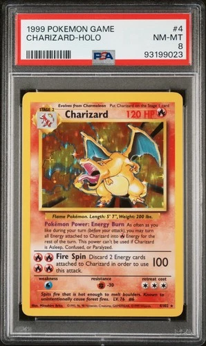 PSA 8 Charizard 1999 Base Set Holo Rare Pokemon Card #4 NM-MT Clean Look