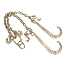 3/8" X 2Ft G70 V Type Tow Chain Grab J Hook For Truck Tractor Car Wrecker