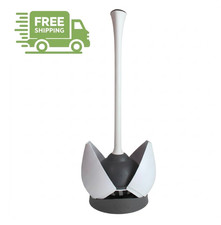 Clorox Toilet Plunger with Hideaway Holder Caddy Heavy-Duty Compact Design