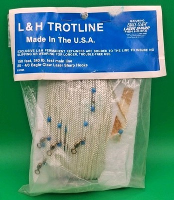 VTG Deadstock L&H 150ft Trotline 340lb Test 25-4/0 Eagle Claw Lazer Model# LH395
