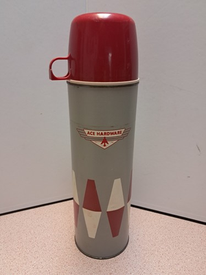 #ad VTG Thermos Quart MCM ACE Hardware Bottle Metal USA #9214 Vacuum Seal Rare $29.26