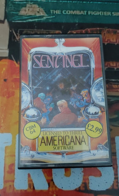 Sentinel (Americana 1987) Commodore C64 (Box, Manual, Tape) works 8-bit classic
