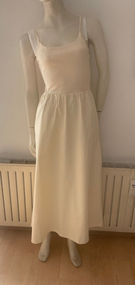 Kleid Maxi Midikleid S Spaghetti-Träger Trägerkleid Dress creme Sommerkleid