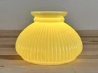 Vintage Ribbed Student Lamp Shade Yellow & White Milk Glass Dome 6 7/8” Fitter