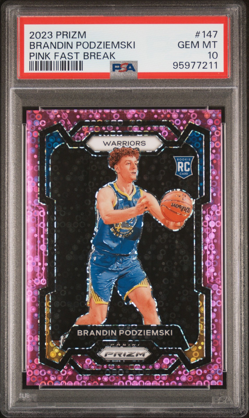 2023 PANINI PRIZM PINK FAST BREAK #147 BRANDIN PODZIEMSKI 3/50 PSA 10