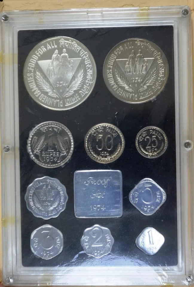 1974 India 10-Coin Proof Set, KM-PS, Complete in Original Box with CoA - Image 2 of 4