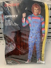 Spirit Halloween Chucky Costume Adult 2X Overalls Shirt Wig Complete Cosplay