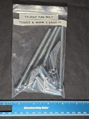 1/4x20x4'' Toggle / Butterfly Anchor Kit For Hollow Wall, Drywall, C- Block Etc